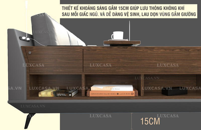 Giường hiện đại gầm cao dễ vệ sinh