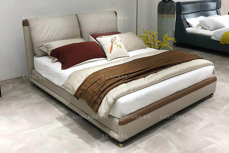 Giường da chân gỗ bọc titan GD143