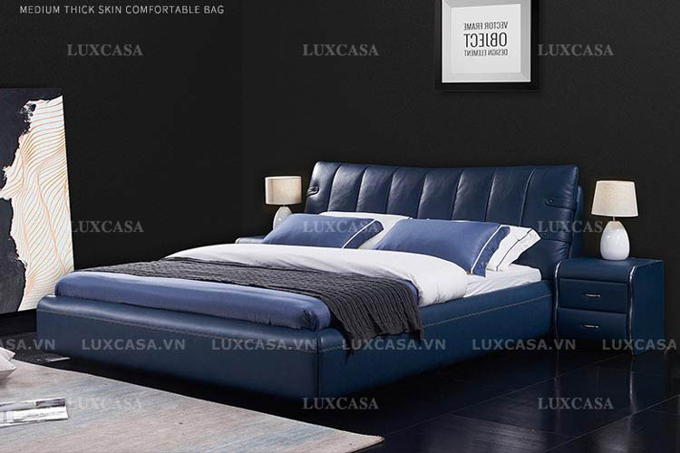 Mẫu giường đôi phủ da bóng GD120