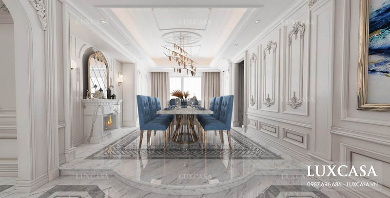 Thiết kế nội thất biệt thự tân cổ điển ở Thái Bình 300m2