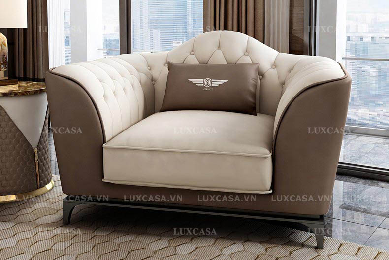 Set sofa bọc da phòng khách rộng SD135