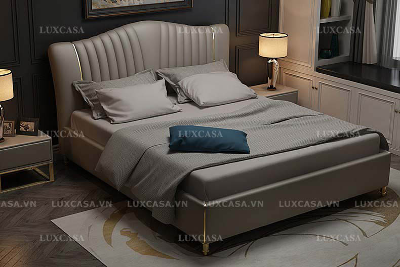 Giường bọc da cao cấp GD162, Luxcasa