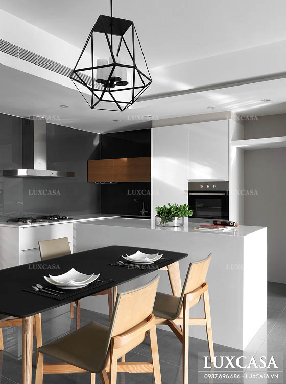 Thiết kế cải tạo phòng khách thông bếp chung cư hiện đại