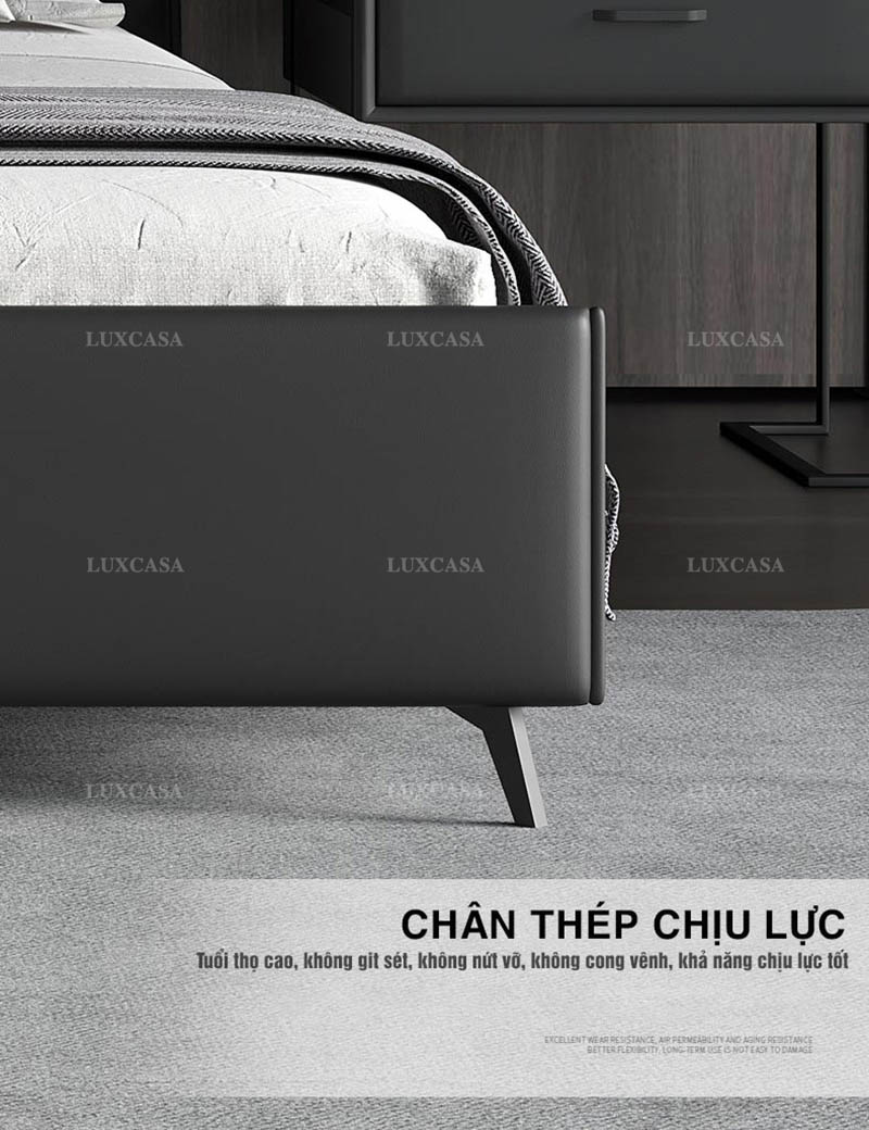 Giá giường bọc da chân thép