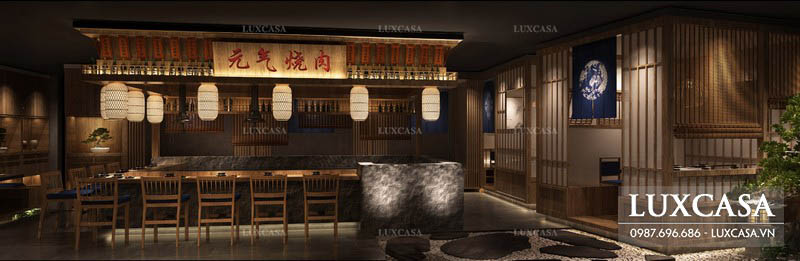 Mẫu thiết kế nội thất nhà hàng phong cách Nhật Bản đẹp sang trọng