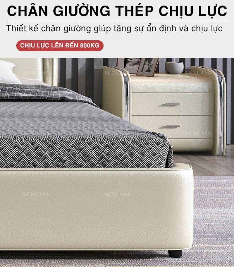 Giường da hiện đại gầm cao chống ẩm mốc