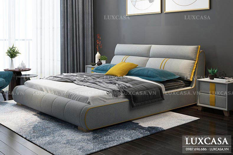 Set giường đôi vải nỉ màu ghi GN121