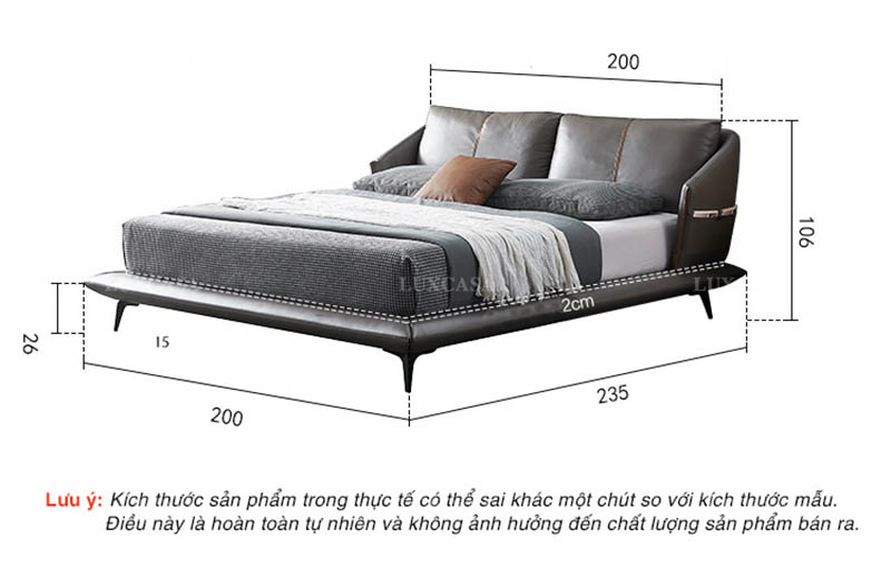 Kích cỡ giường đôi phong cách đơn giản