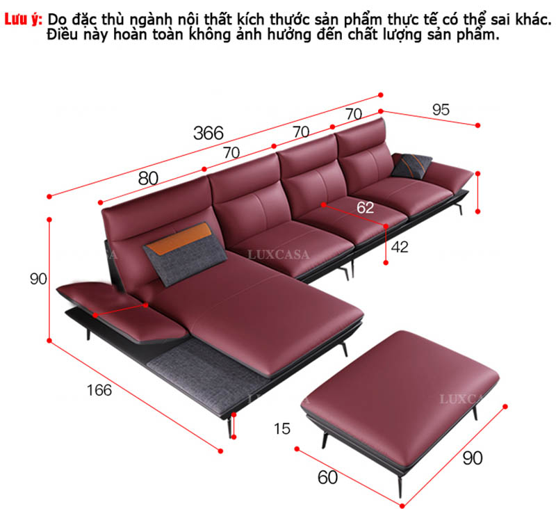 Kích thước bộ sofa góc đa năng