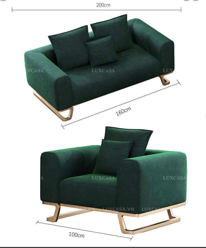 Bộ sofa vải chân mạ titan SN101