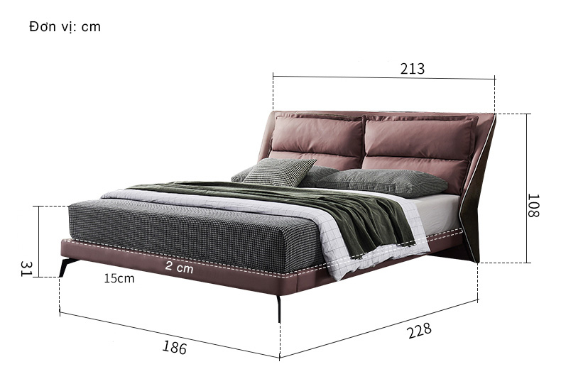 Kích thước giường da phòng ngủ nhỏ