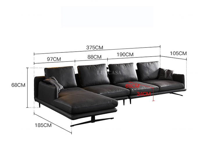 Kích thước sofa da chữ L