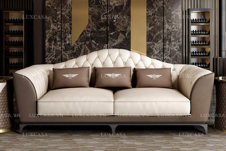 Set sofa bọc da phòng khách rộng SD135