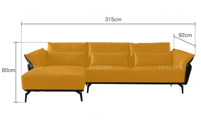 Kích thước sofa góc chữ L phủ da