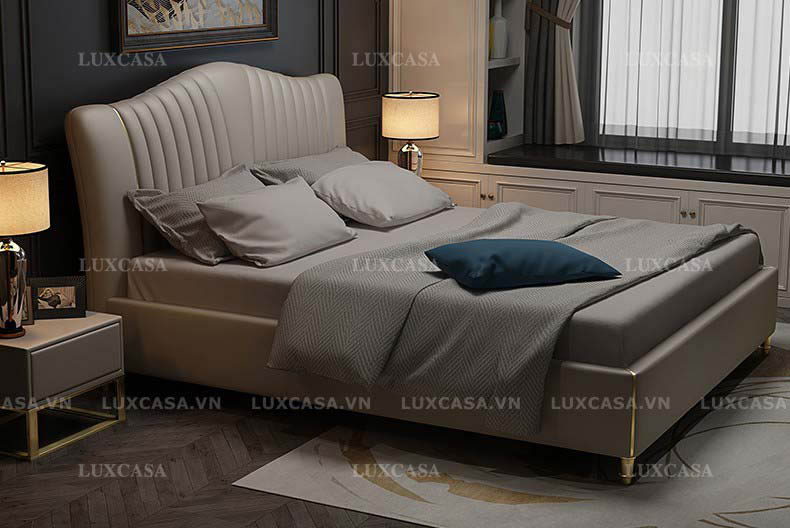 Giường bọc da cao cấp GD162, Luxcasa