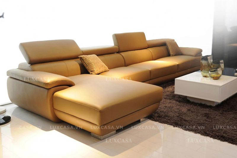 Ghế sofa da màu nâu hiện đại