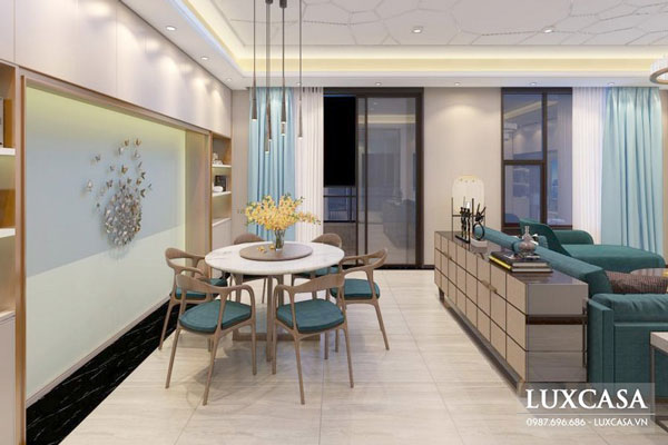 Thiết kế nội thất chung cư 2 phòng ngủ 65m2 chị Xuân- Hà Nội