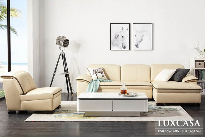 Set sofa góc da hiện đại