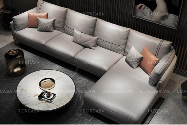 Sofa chữ L phủ da bóng SD123