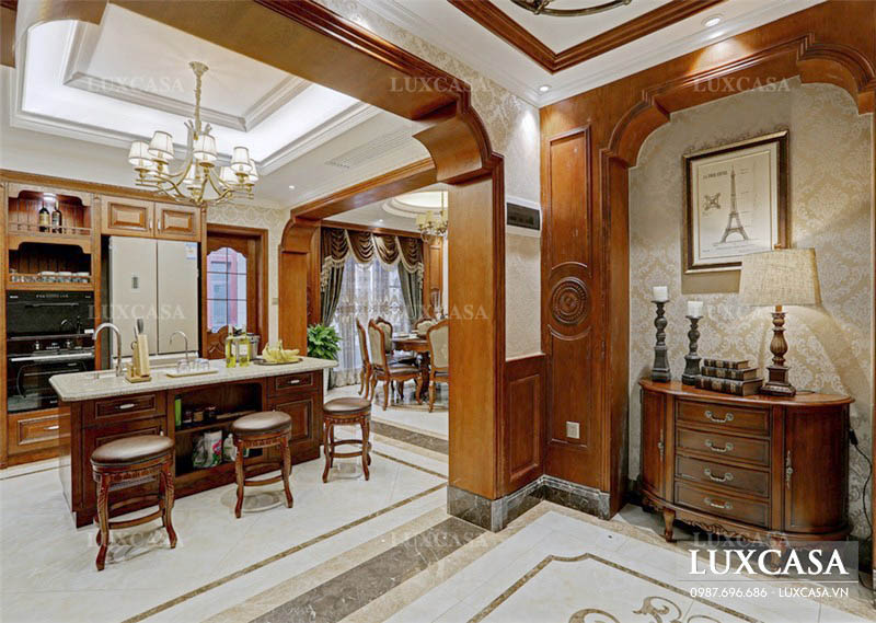 Mẫu thiết kế biệt thự phong cách Châu Âu gỗ tự nhiên