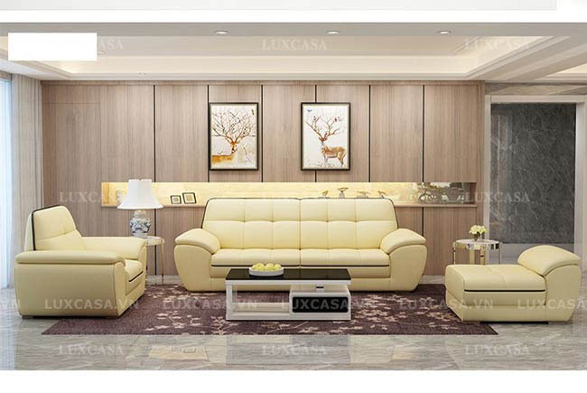 Bộ sofa góc chữ U bọc da biệt thự SD134