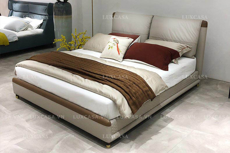 Giường da chân gỗ bọc titan GD143