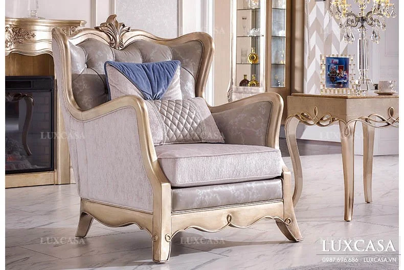 Sofa tân cổ điển bọc nỉ cao cấp STC112