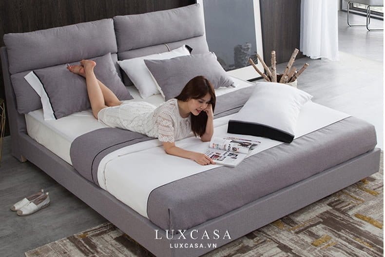 Giường ngủ bọc vải nỉ GN103 hiện đại, trẻ trung