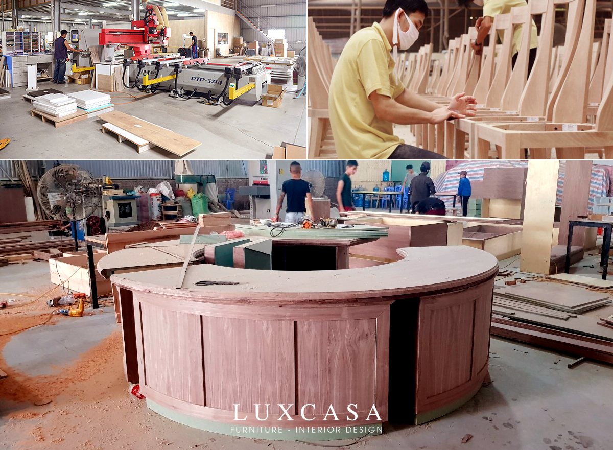 Nội thất Luxcasa chuyên thiết kế thi công quầy lễ tân văn phòng công ty