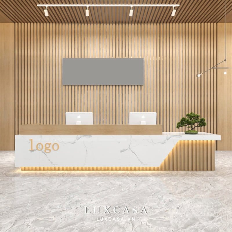 Mẫu quầy lễ tân công ty phong cách hiện đại
