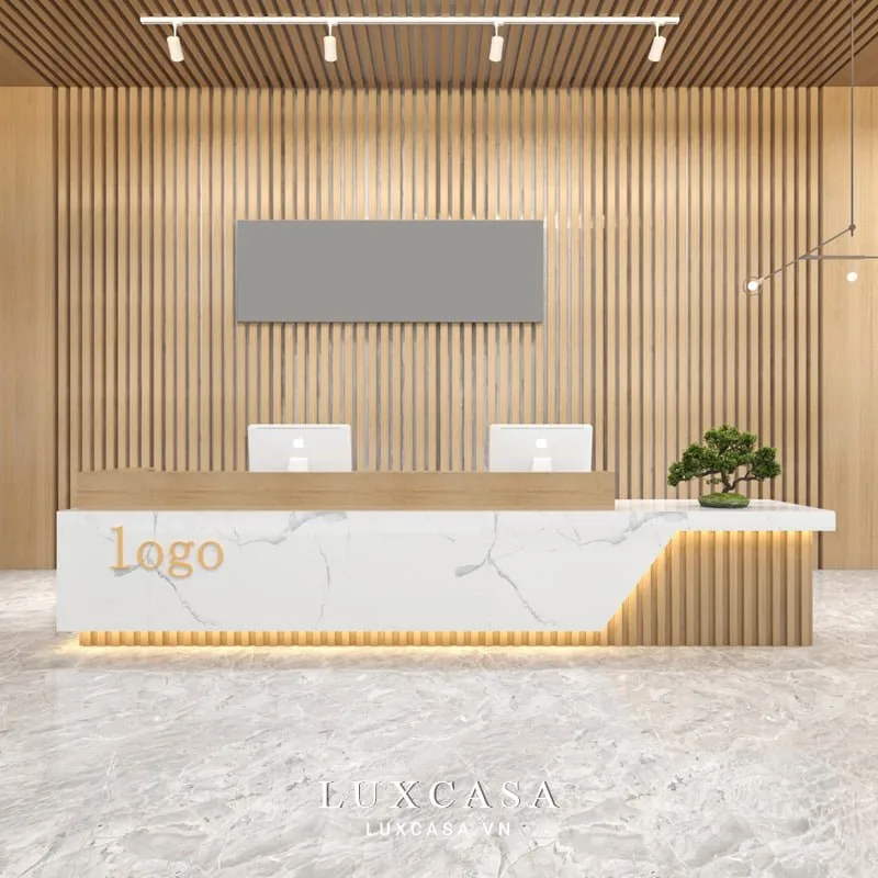 Mẫu quầy lễ tân công ty phong cách hiện đại