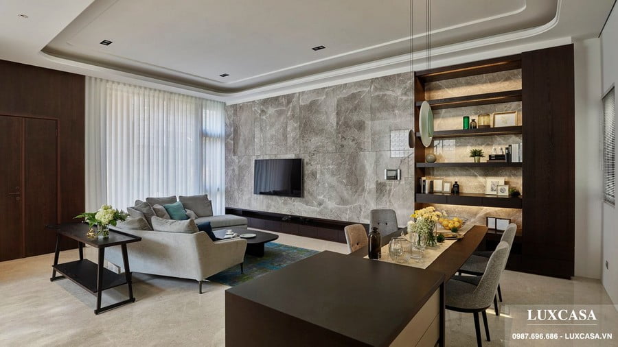 thiet ke thi cong phong khach biet thu cao cap 1