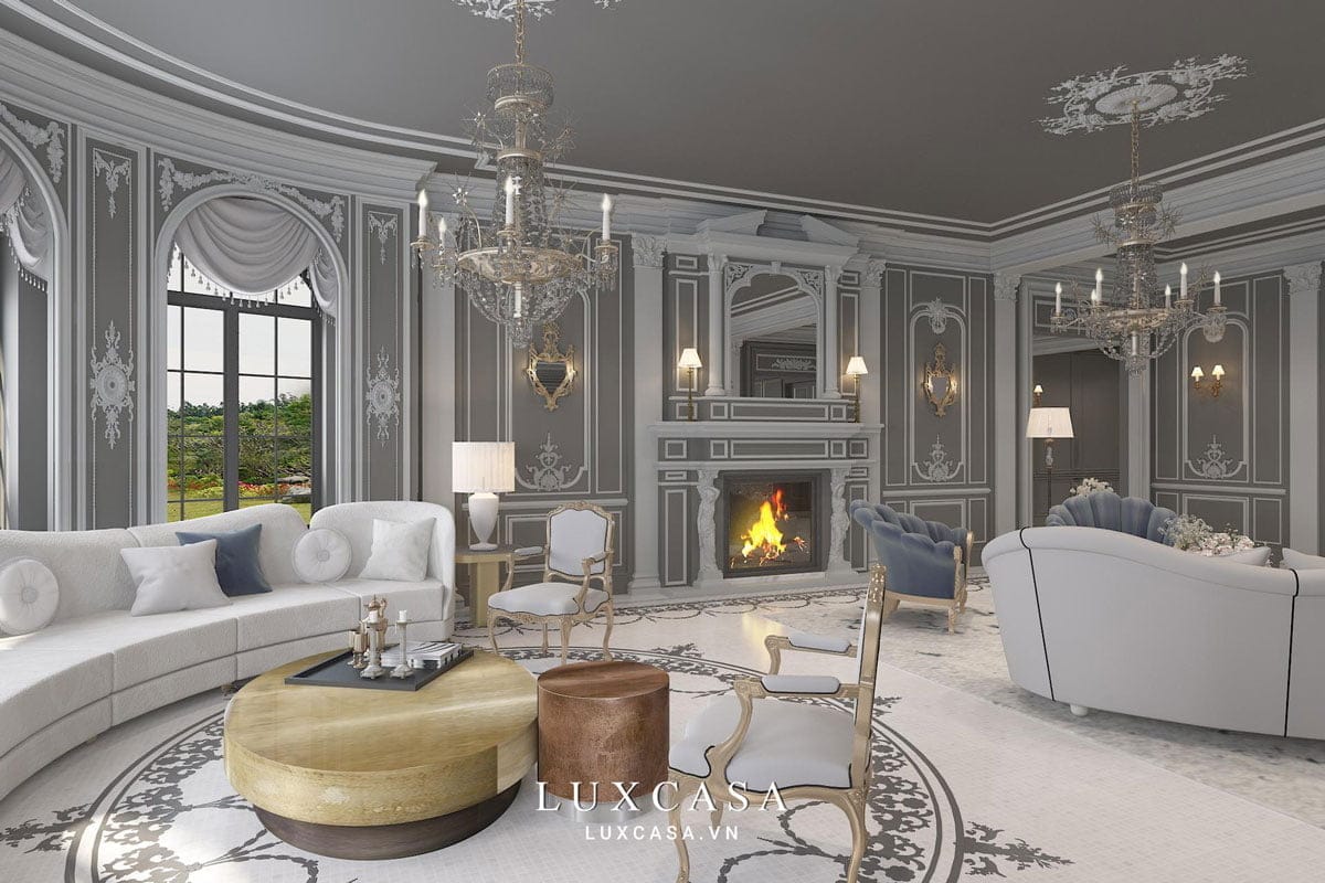  Thiết kế trang trí phòng tiếp khách tầng 2 với góc nhìn rộng