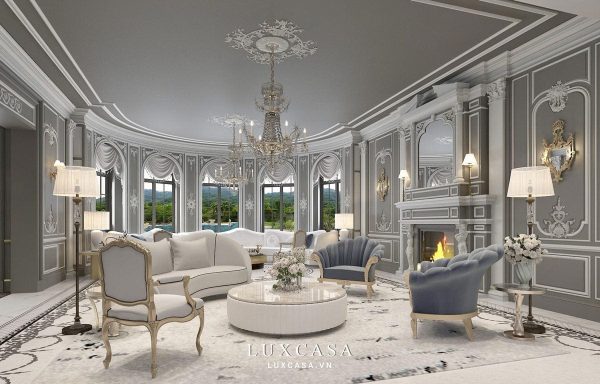 Phòng khách tầng 2 với góc nhìn rộng