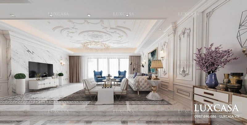 trang tri phong khach tan co die