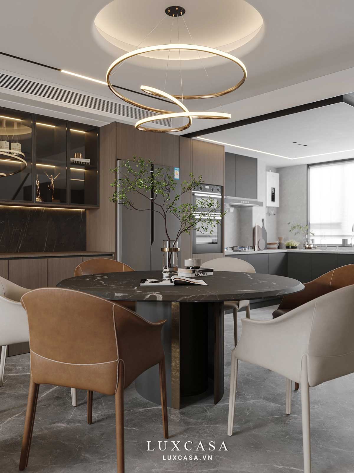 Bàn tròn là một sự lựa chọn tối ưu cho các bữa thân mật của gia đình và bạn bè