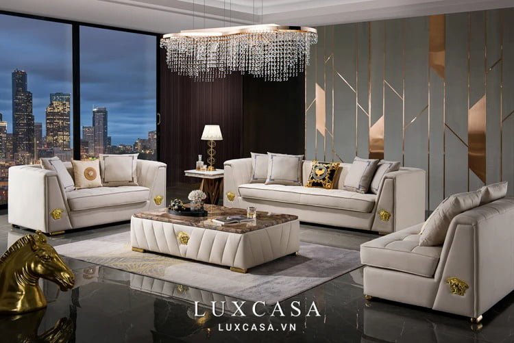 bộ sofa màu kem STC206