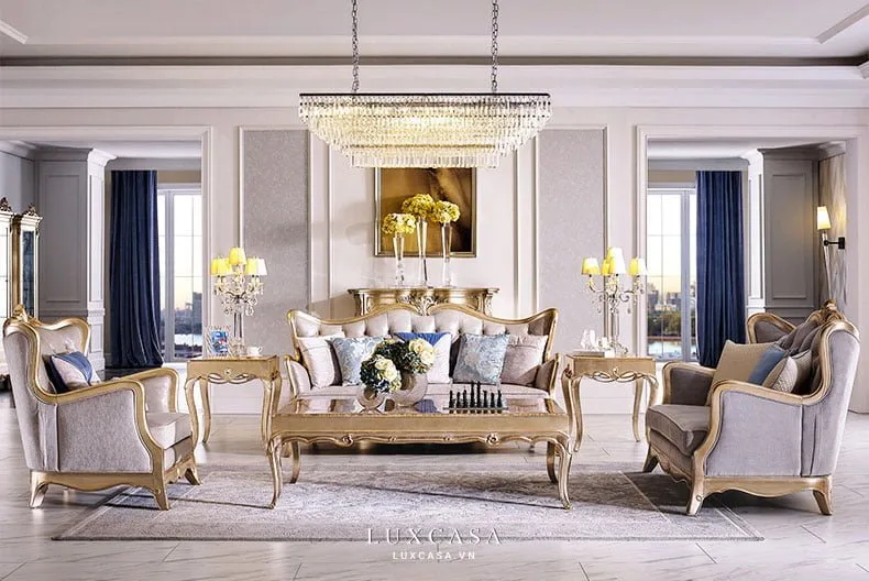 bộ sofa tân cổ điển đơn giản stc112