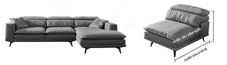 Chiều sâu phủ bì và chiều sâu lòng ngồi ghế sofa