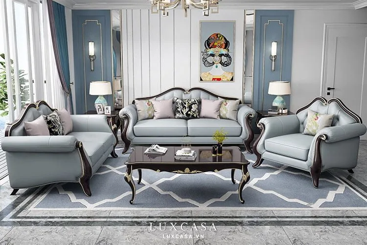 ghế sofa bọc da tân cổ điển STC101