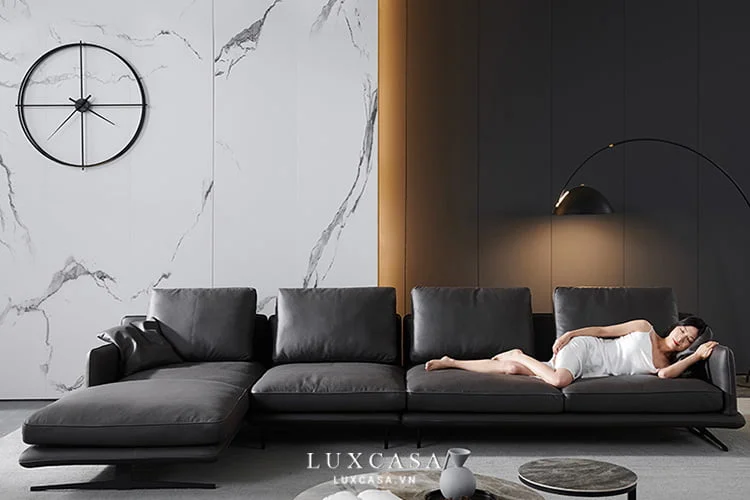 Ghế sofa da đen SF0319