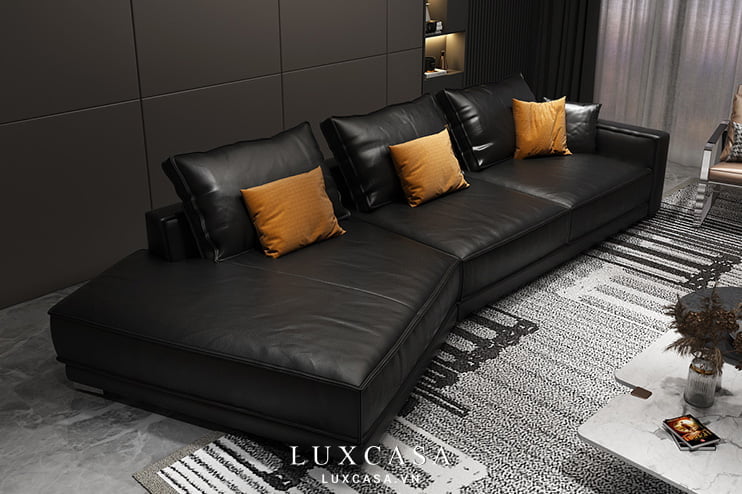 ghế sofa da đen SF0323