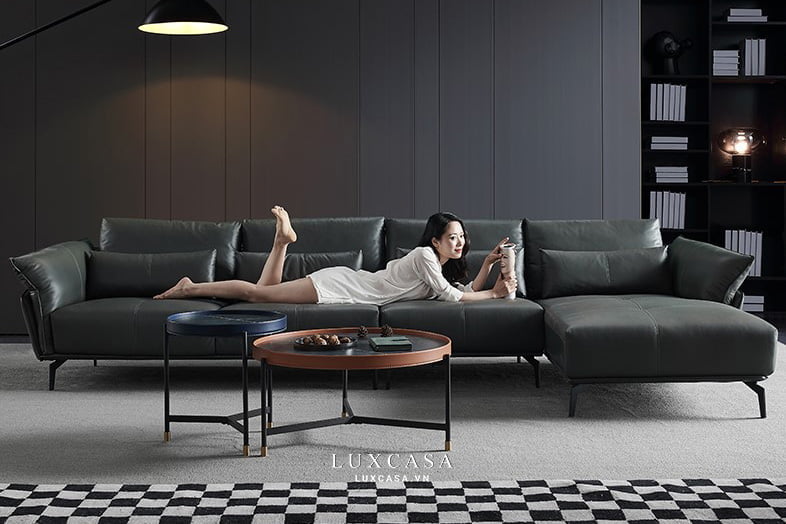 ghế sofa da màu đen SF0320