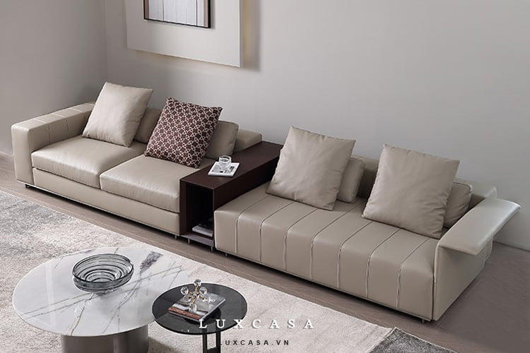 Ghế sofa dài bọc da cao cấp, hiện đại 