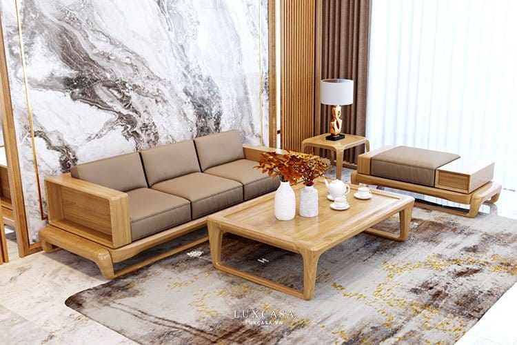 Ghế sofa dáng dài khung gỗ sang trọng 