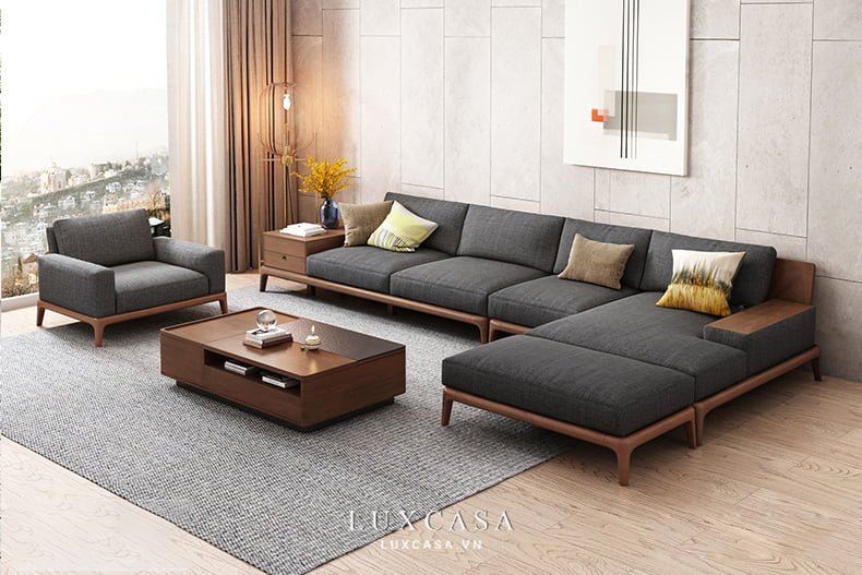 Ghế sofa gỗ góc chữ L