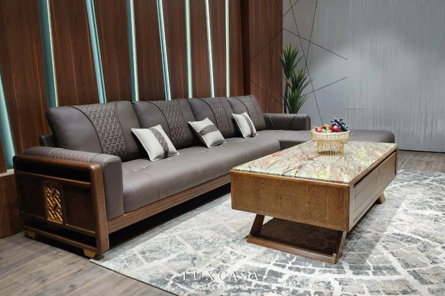 ghế sofa gỗ phòng khách chung cư