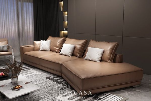 ghế sofa hiện đại màu da bò