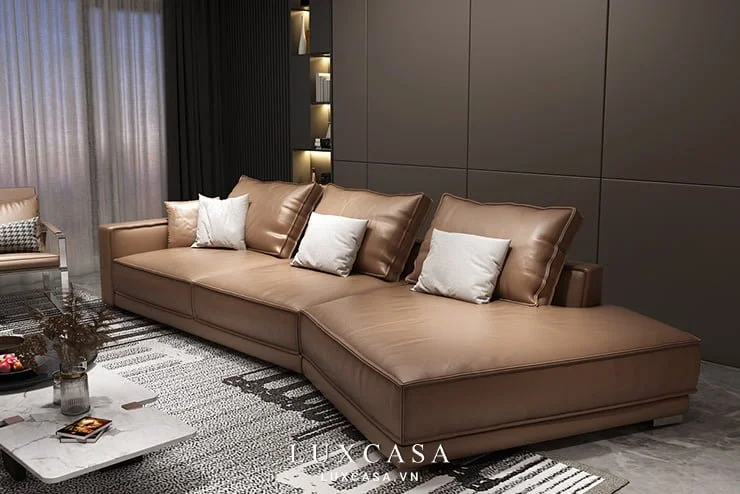 ghế sofa hiện đại màu da bò