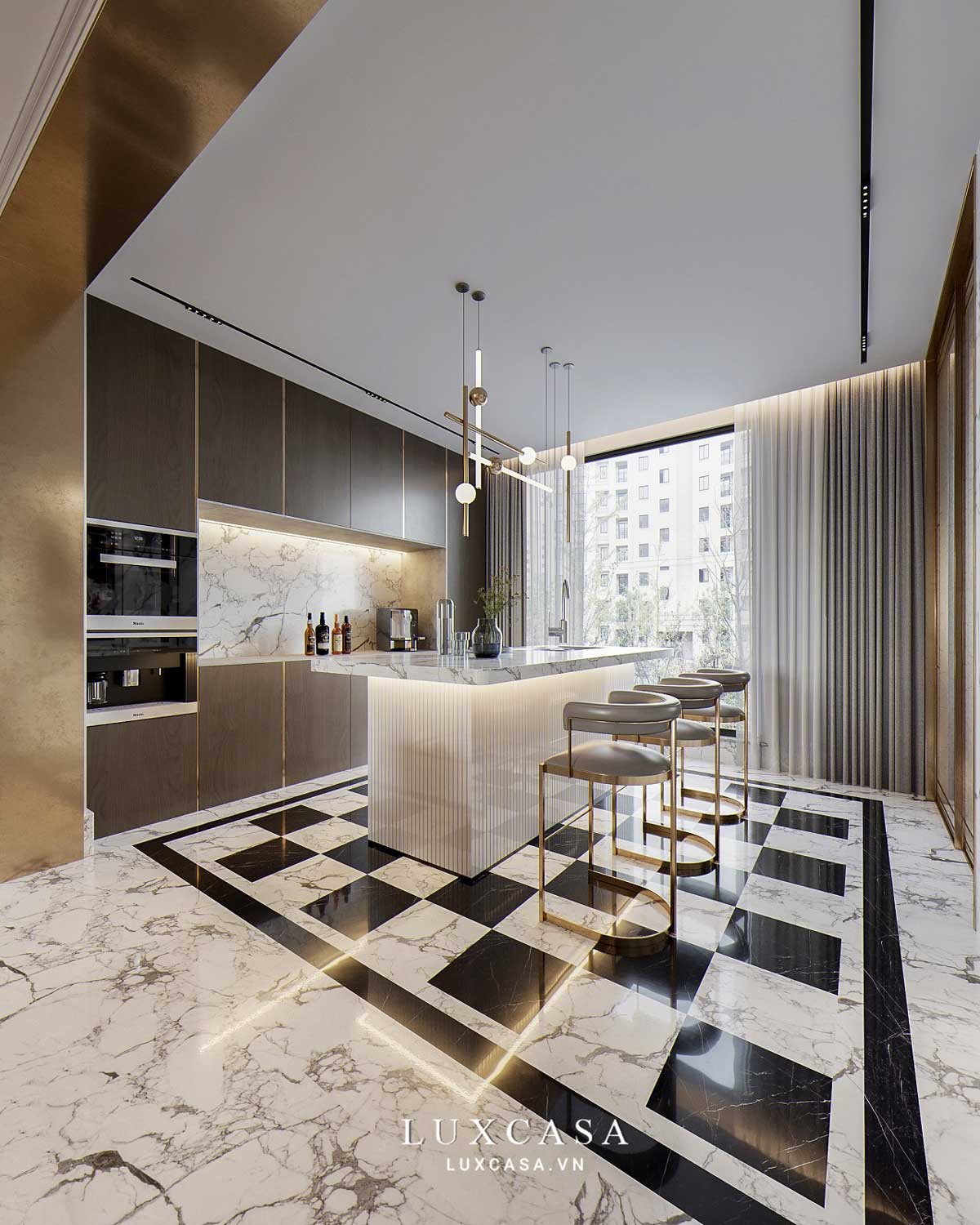 Không gian bếp tân cổ điển sang trọng